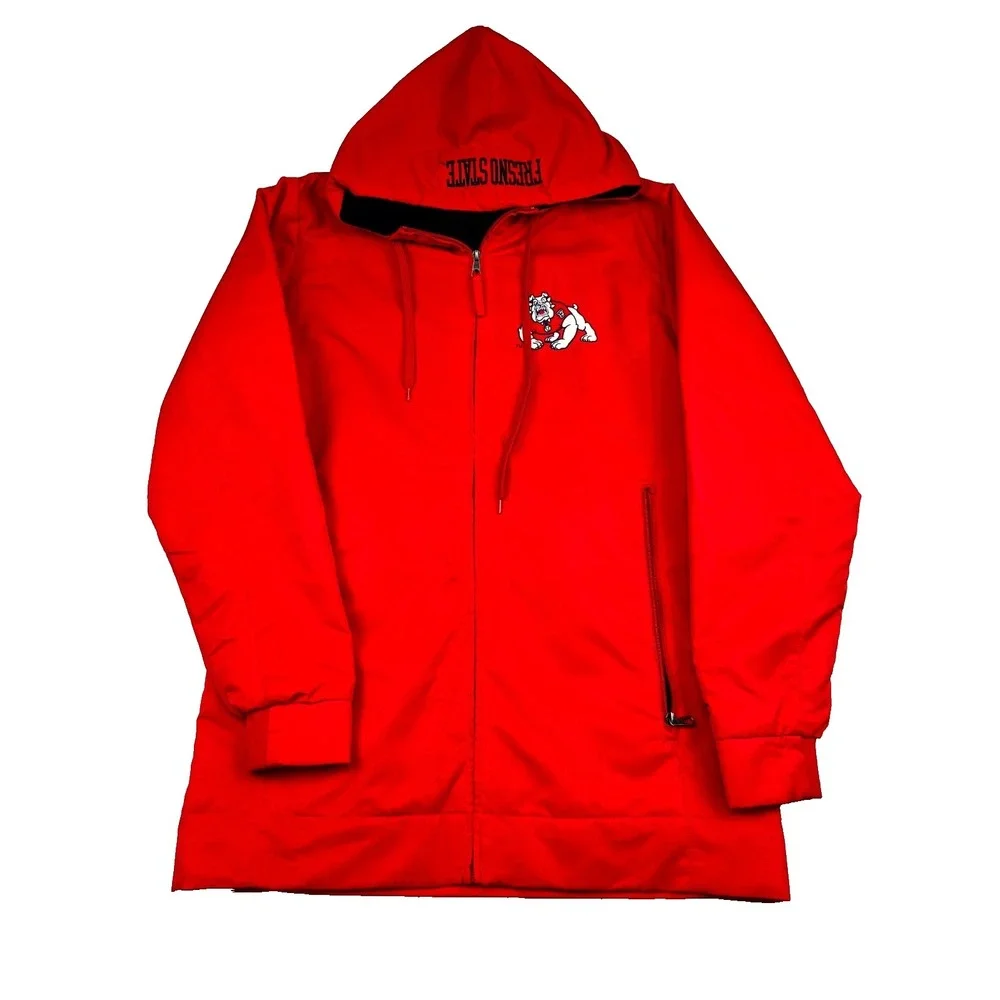 Champion Fresno State Bulldogs Football Jacket Mens Medium Red Spell Out Hooded